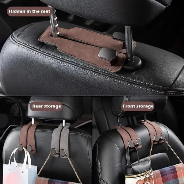 Car Headrest Organizer Premium Leather Hook - Trendart