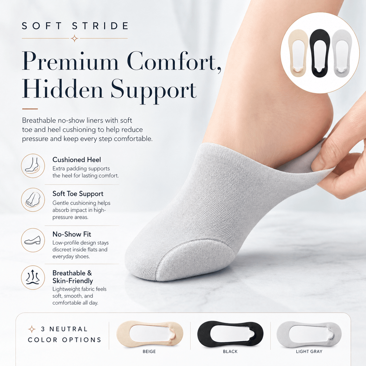 Invisible Pain Relieving Cushion Socks - Trendart